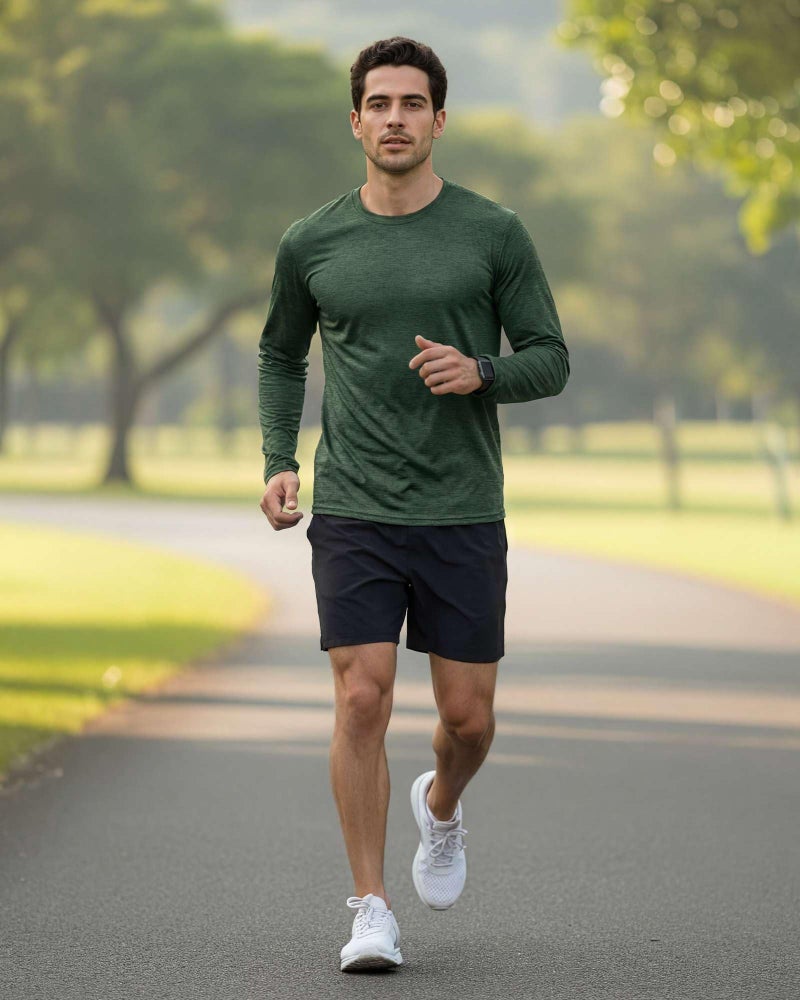 REALESSENTIALS Real Essentials 4 Pack: Mens Long Sleeve Dry Fit T Shirts Hiking Fishing Workout Gym Work Sun UPF 50 Wicking Running Tee, Set 1, Large - Image 4
